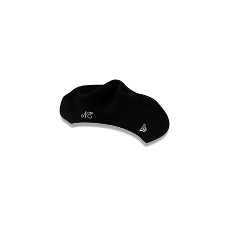 New Era Branded Merino Wool Black Beret Hat