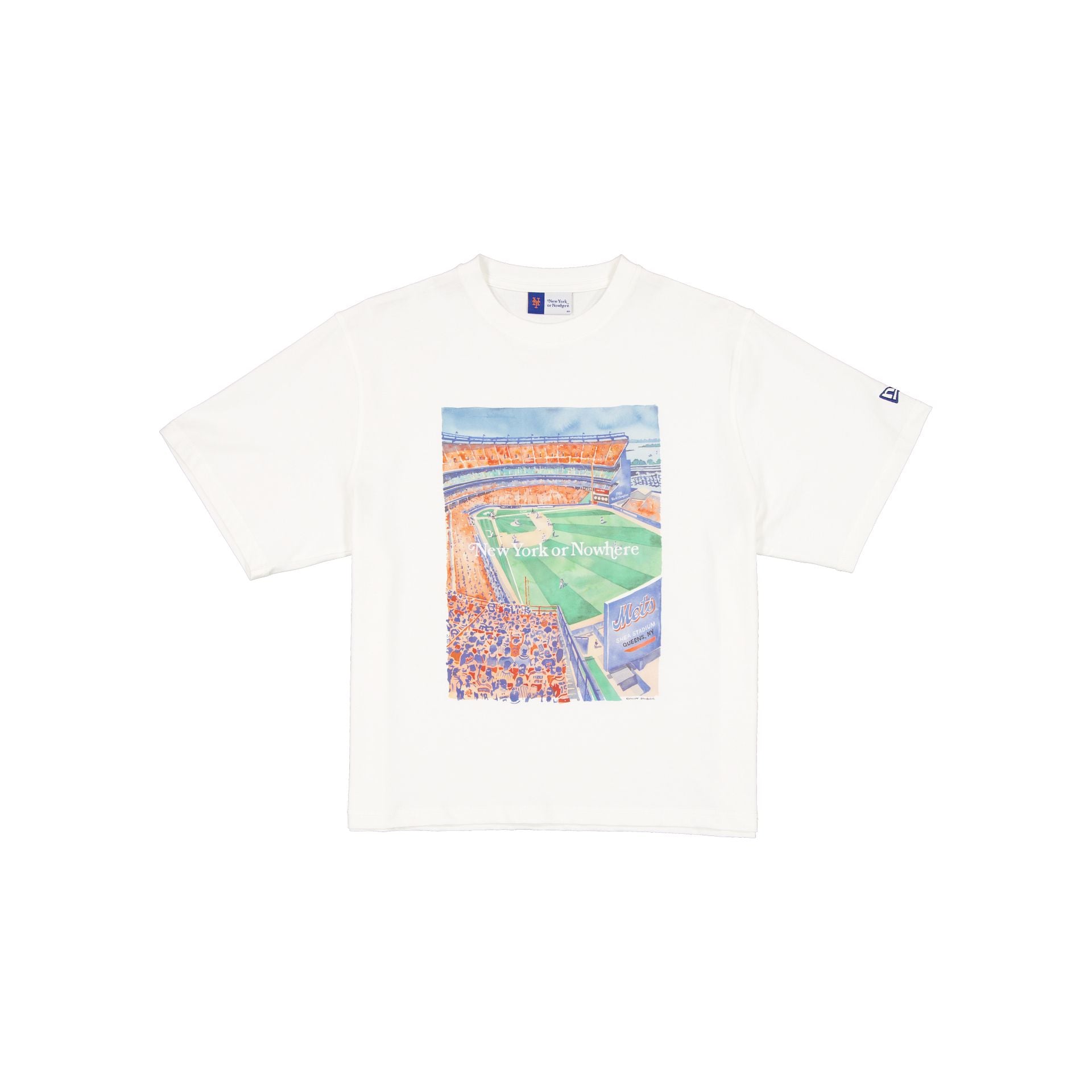 New York or Nowhere x New York Mets Watercolor Cropped T-Shirt