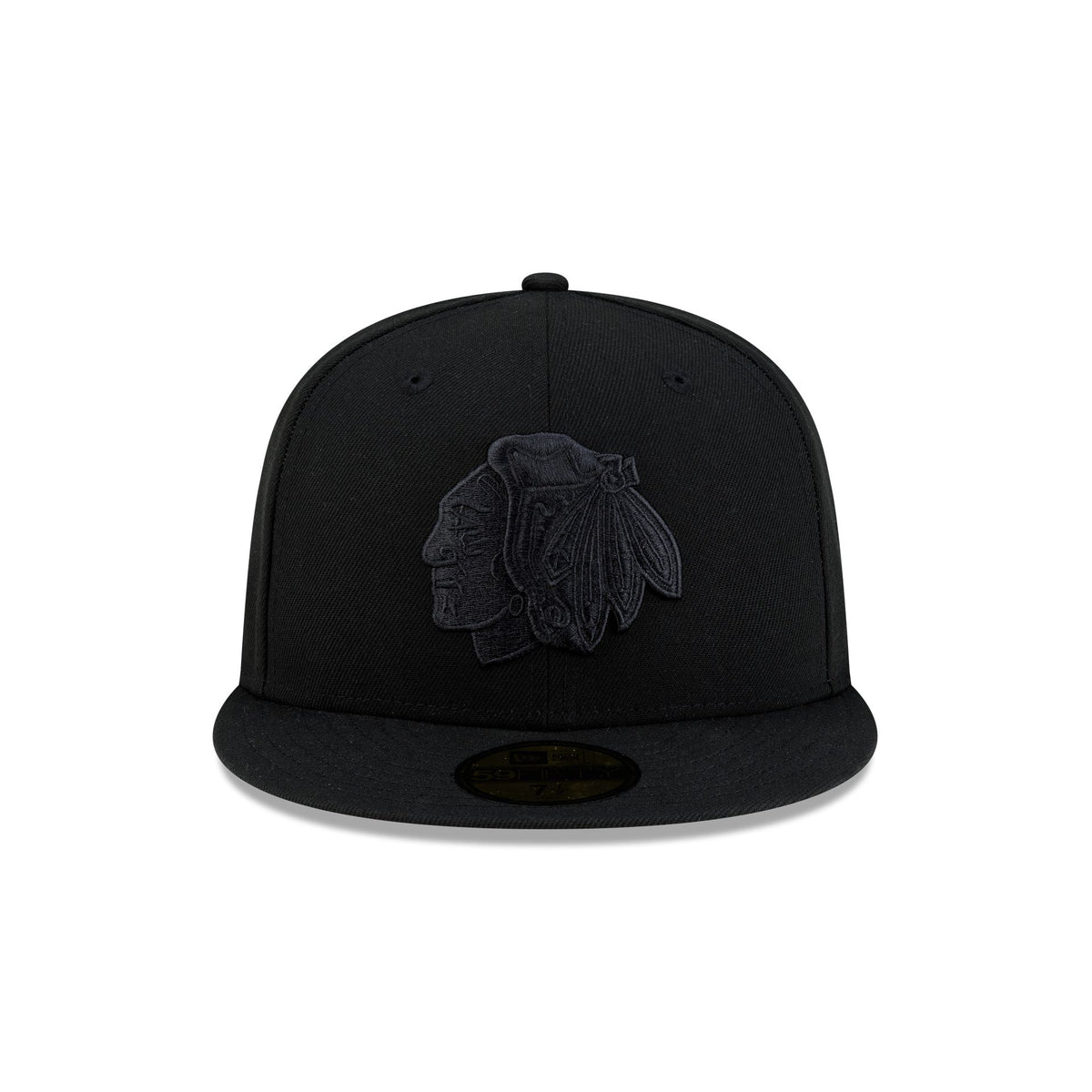 Chicago Blackhawks Black on Black 59FIFTY Fitted Hat