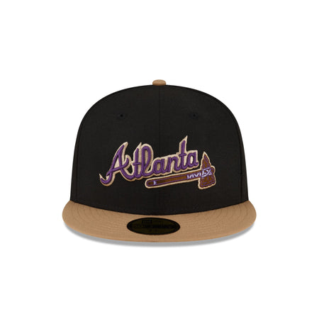 Just Caps Black Crown Atlanta Braves 59FIFTY Fitted Hat