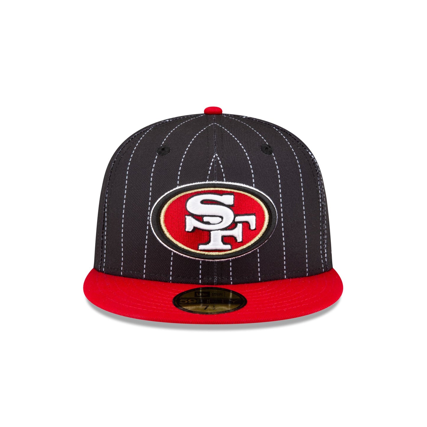 Just Caps Pinstripe San Francisco 49ers 59FIFTY Fitted Hat, Black - Size: 7 1/8, NFL by New Era
