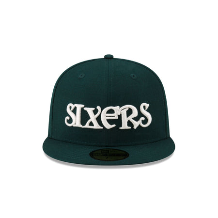 Just Caps Dark Green Wool Philadelphia 76ers 59FIFTY Fitted