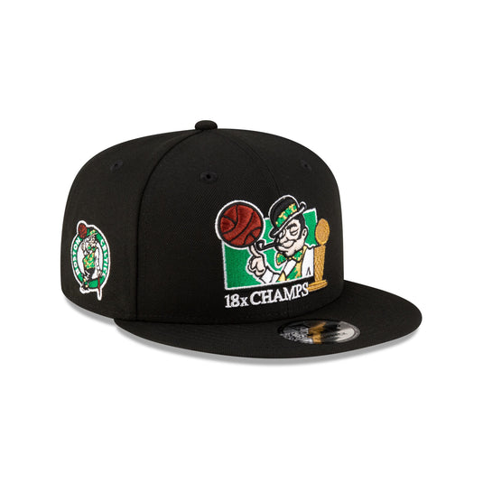 Boston Celtics 18x Champs Lucky Black 9FIFTY Snapback Hat - New Era Cap