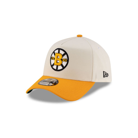 Boston Bruins Chrome White 9FORTY A-Frame Snapback Hat - New Era Cap