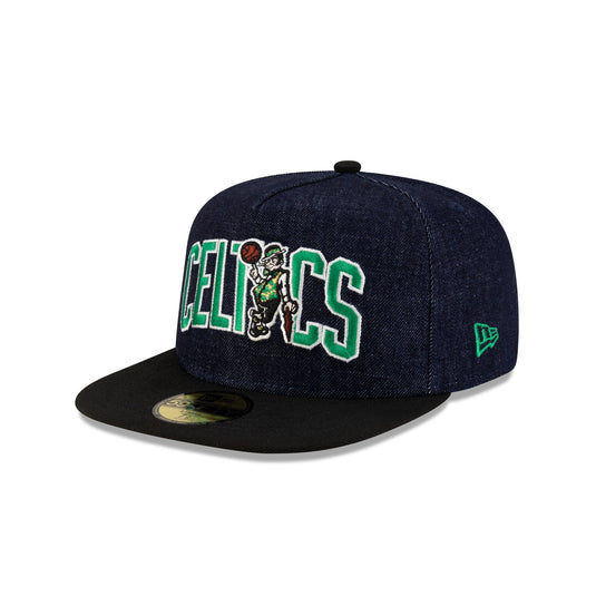 Boston Celtics Navy Denim 59FIFTY A-Frame Fitted Hat - New Era Cap