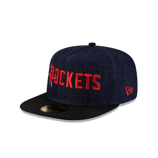 Houston Rockets Navy Denim 59FIFTY A-Frame Fitted Hat - New Era Cap