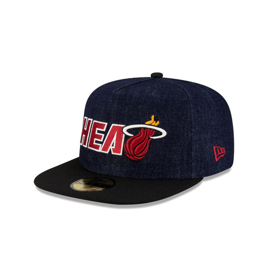 Miami Heat Navy Denim 59FIFTY A-Frame Fitted Hat - New Era Cap