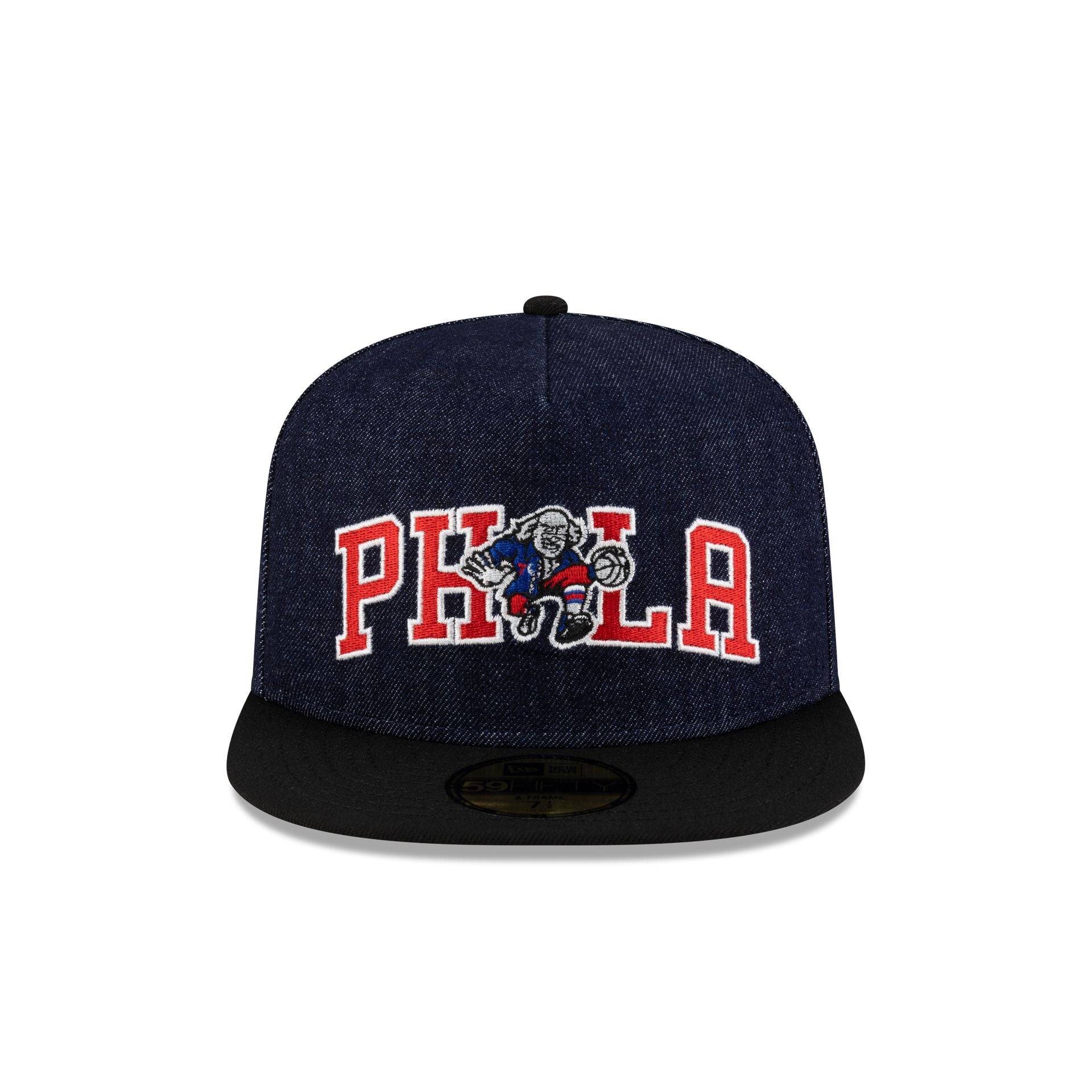 Philadelphia 76ers Navy Denim 59FIFTY A-Frame Fitted Hat – New Era Cap