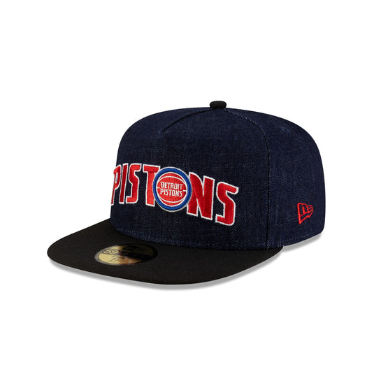 Detroit Pistons Navy Denim 59FIFTY A-Frame Fitted Hat - New Era Cap
