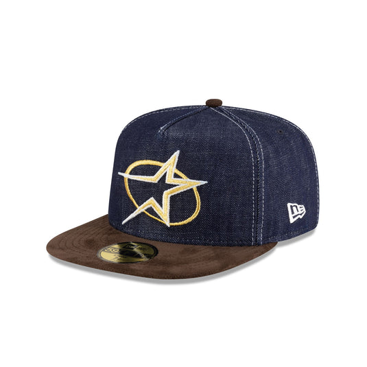 Houston Astros Houston Pack Denim Alternate Cooperstown Logo 59FIFTY A-Frame Fitted Hat - New Era Cap