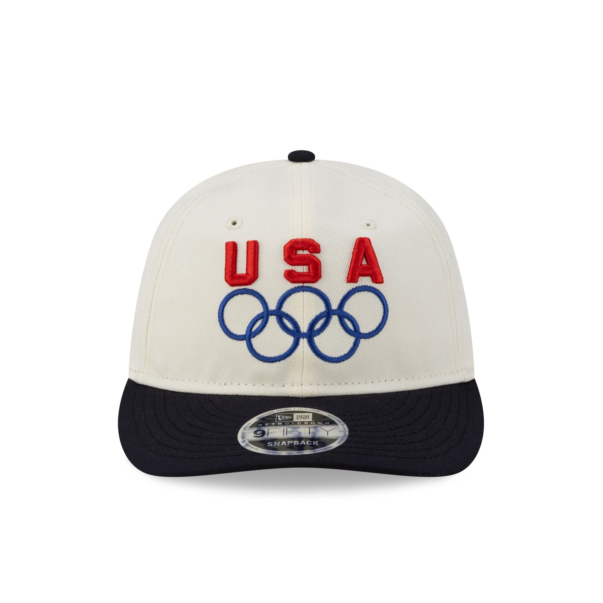 Team USA Chrome White Navy Retro Crown 9FIFTY Snapback Hat