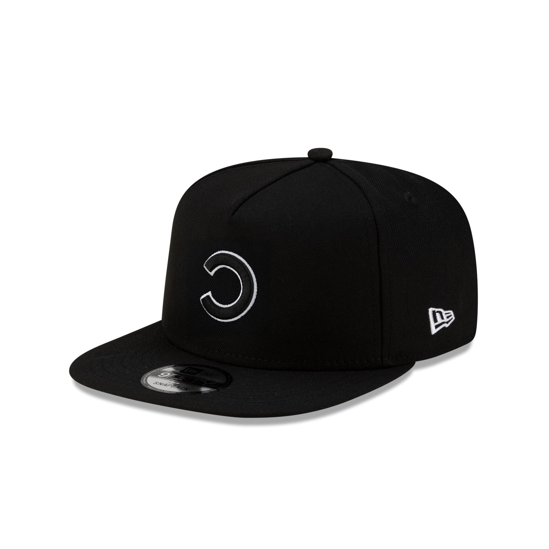 Chicago Cubs Upside Down Logo Black 9FIFTY A-Frame Snapback Hat
