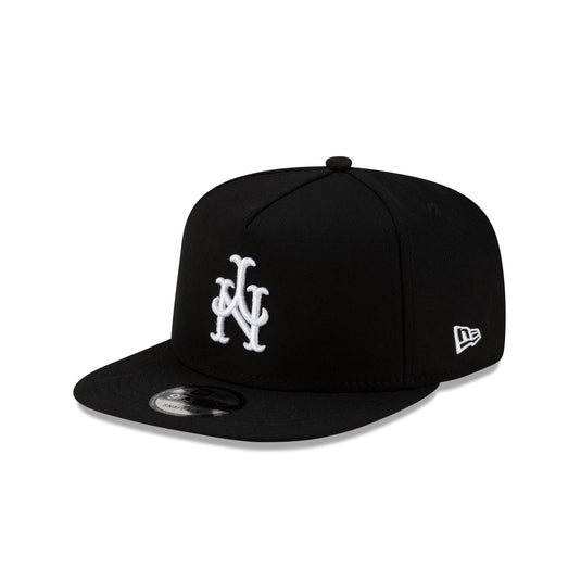 New York Mets Upside Down Logo Black 9FIFTY A-Frame Snapback Hat - New Era Cap