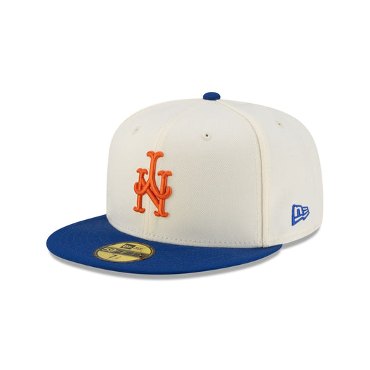 New York Mets Upside Down Logo Chrome 59FIFTY Fitted Hat - New Era Cap