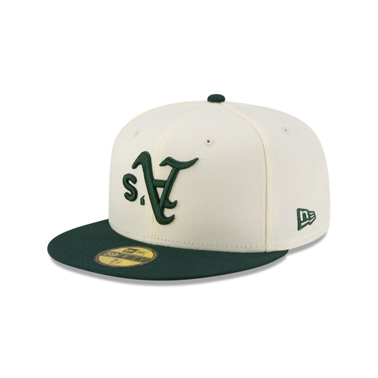 Athletics Upside Down Logo Chrome 59FIFTY Fitted Hat - New Era Cap