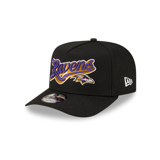Born x Raised x Baltimore Ravens Script Black 9FIFTY A-Frame Snapback Hat - New Era Cap