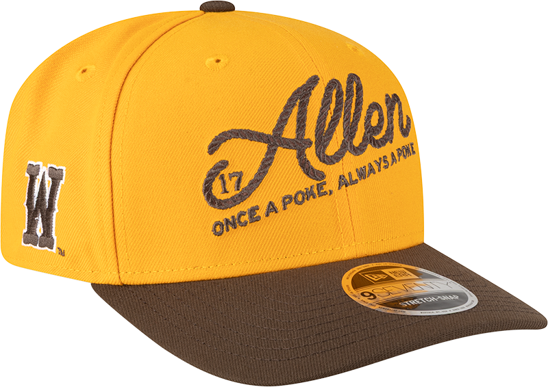 Wyoming Cowboys Josh Allen Jersey Retirement Gold 9SEVENTY Stretch-Snap Hat