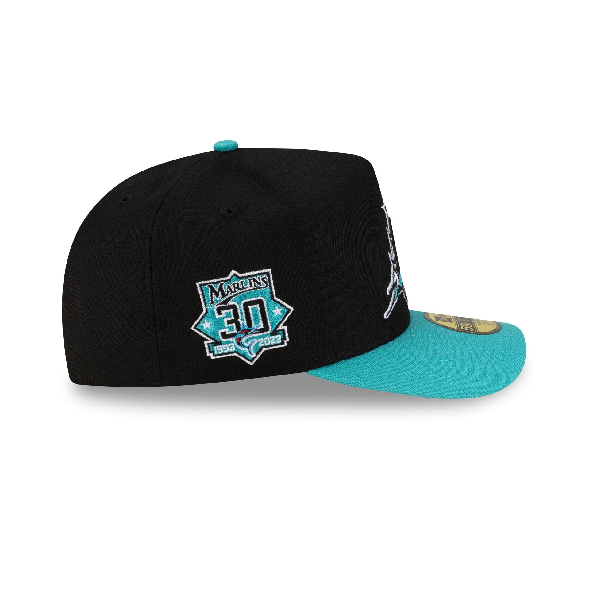 Just Caps Upside Down Logo Miami Marlins 59FIFTY A-Frame Fitted Hat