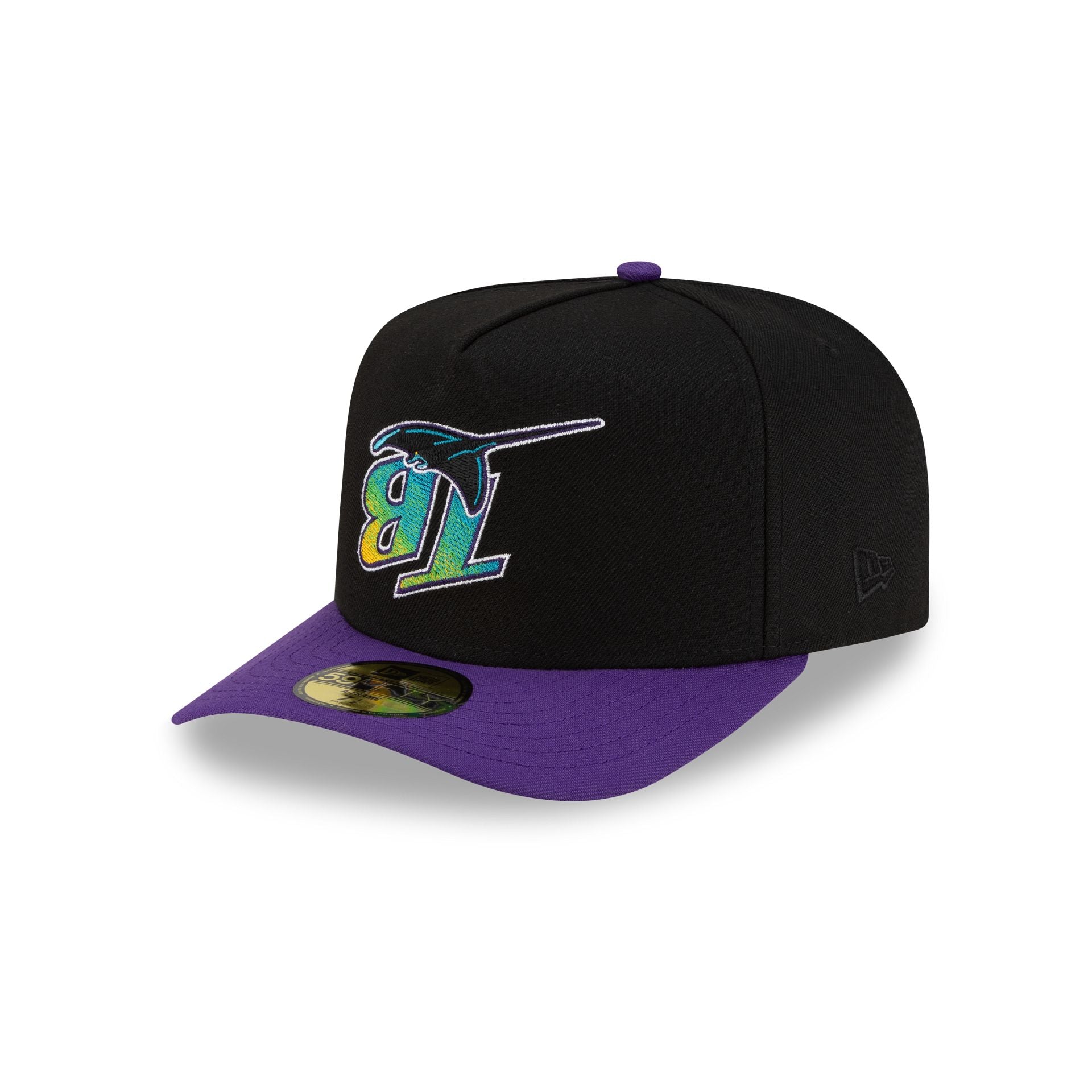 Just Caps Upside Down Logo Tampa Bay Rays 59FIFTY A-Frame Fitted Hat