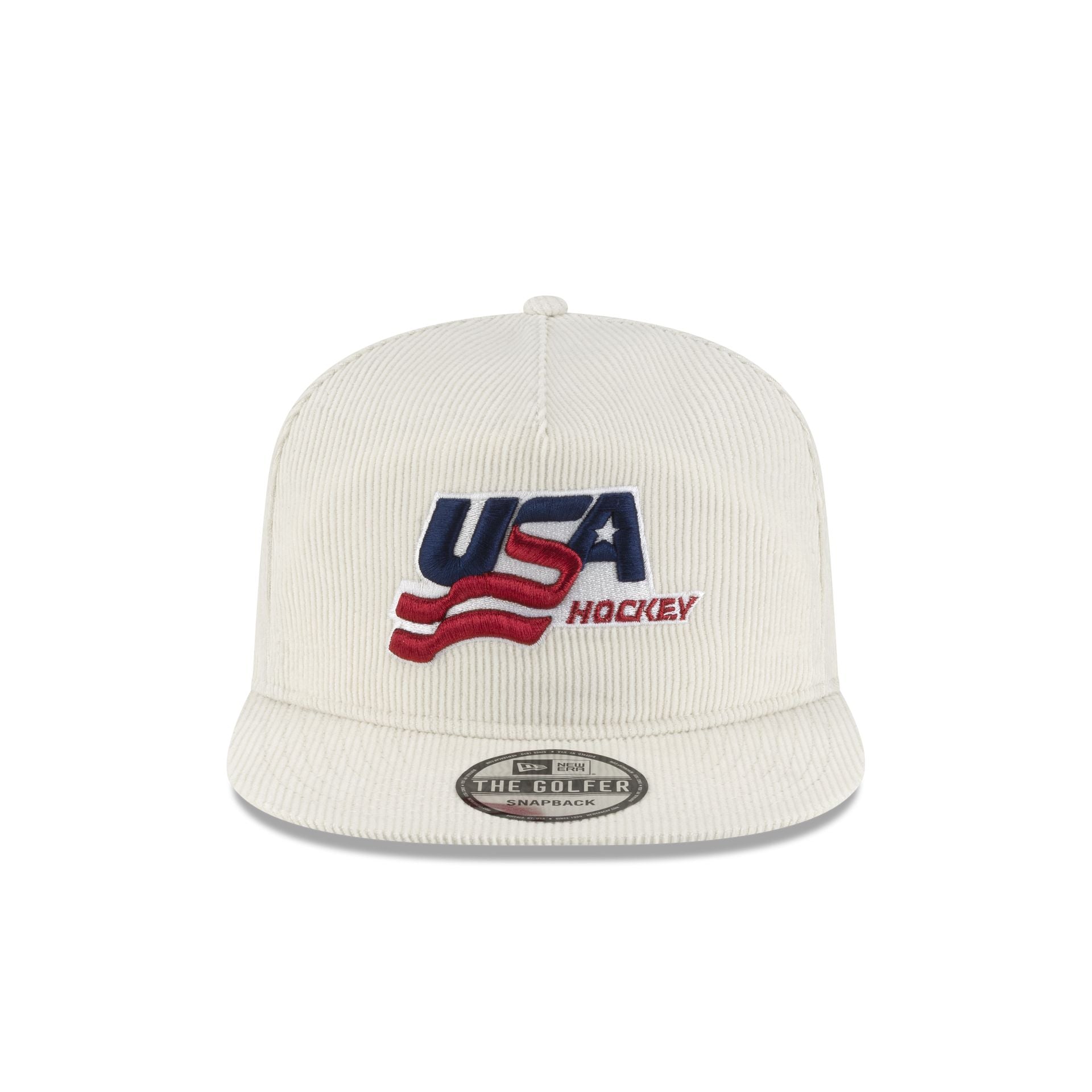 USA Hockey Chrome White Corduroy Golfer Hat