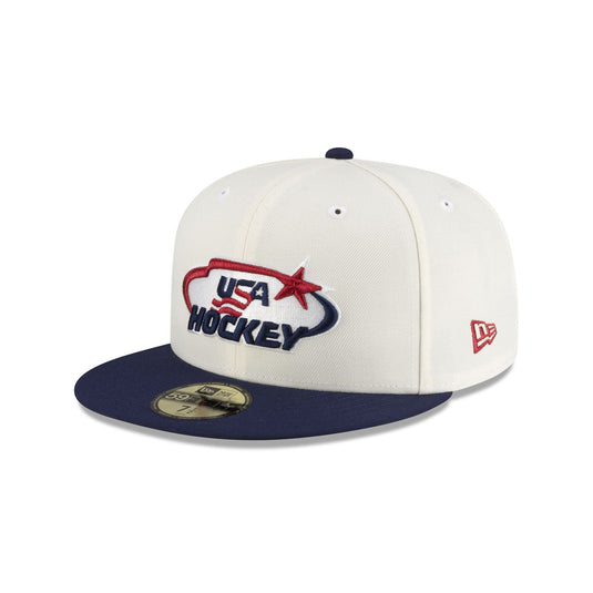 USA Hockey Chrome White 59FIFTY Fitted Hat - New Era Cap