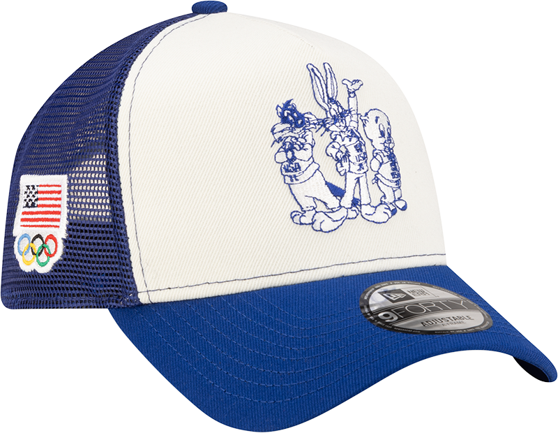 Team USA Winter Olympics Looney Tunes Chrome White 9FORTY A-Frame Trucker Hat