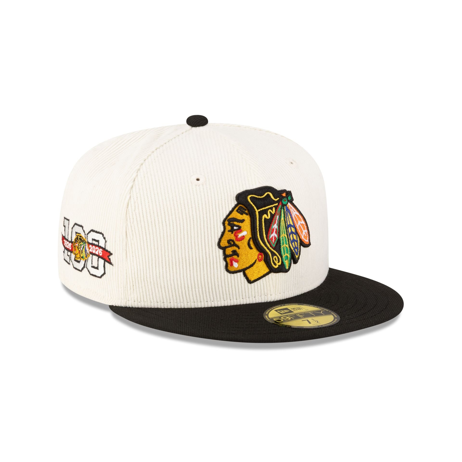 Chicago Blackhawks 100th Anniversary Chrome Corduroy 59FIFTY Fitted Hat