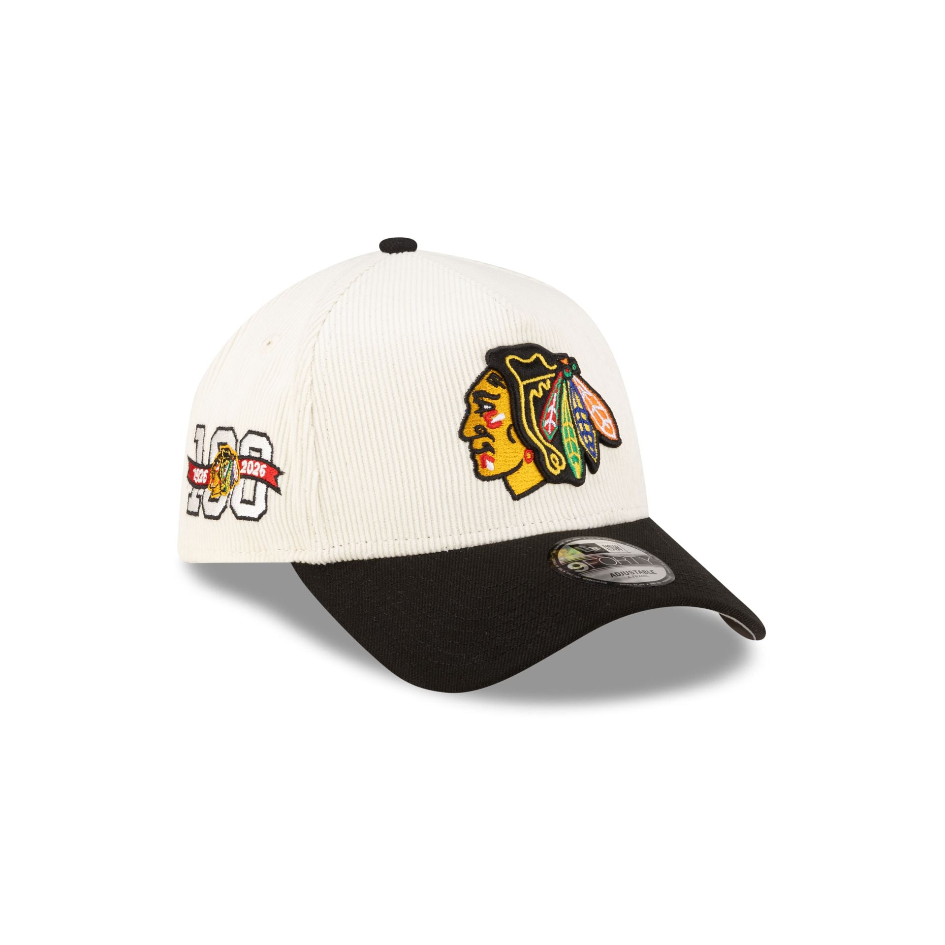 Chicago Blackhawks 100th Anniversary Chrome Corduroy 9FORTY A-Frame Snapback Hat