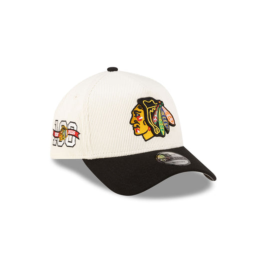 Chicago Blackhawks 100th Anniversary Chrome Corduroy 9FORTY A-Frame Snapback Hat - New Era Cap