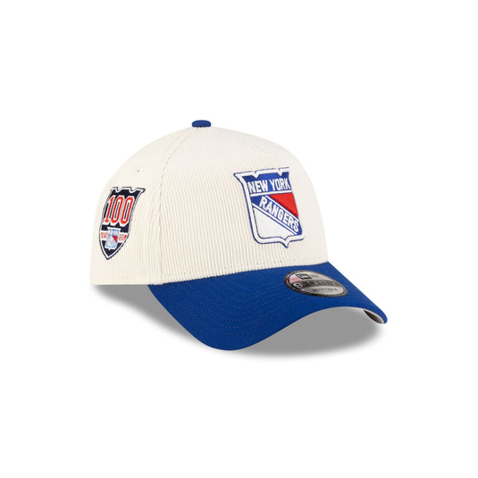 New York Rangers 100th Anniversary Chrome Corduroy 9FORTY A-Frame Snapback Hat - New Era Cap