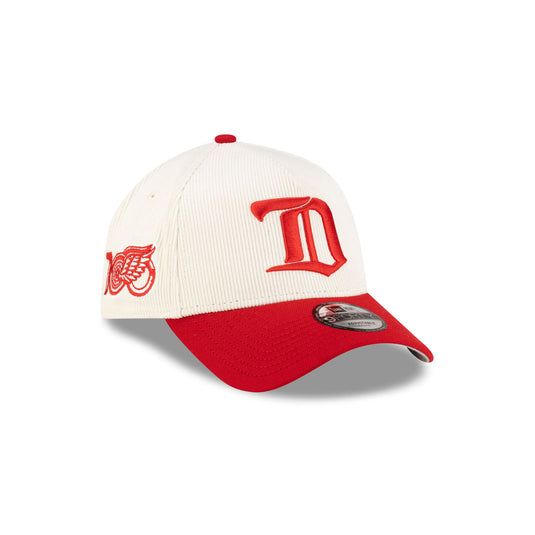 Detroit Red Wings 100th Anniversary Chrome Corduroy 9FORTY A-Frame Snapback Hat - New Era Cap