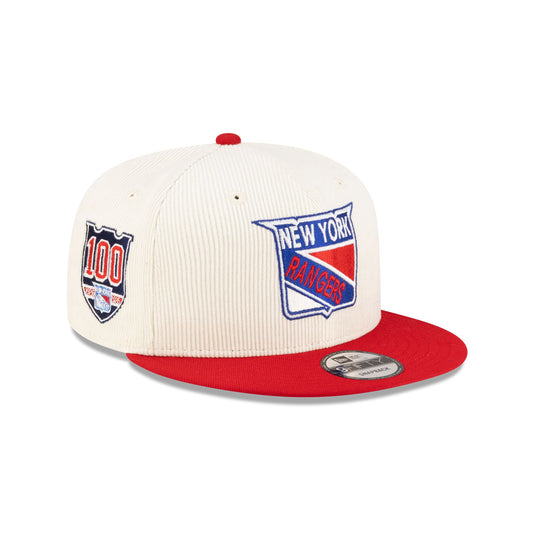 New York Rangers 100th Anniversary Chrome Corduroy 9FIFTY Snapback Hat - New Era Cap