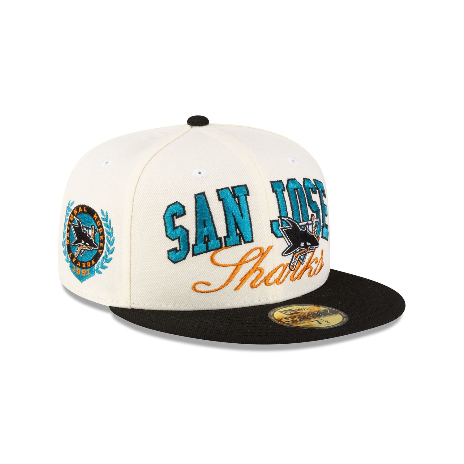 San Jose Sharks Arch Script 59FIFTY Fitted Hat