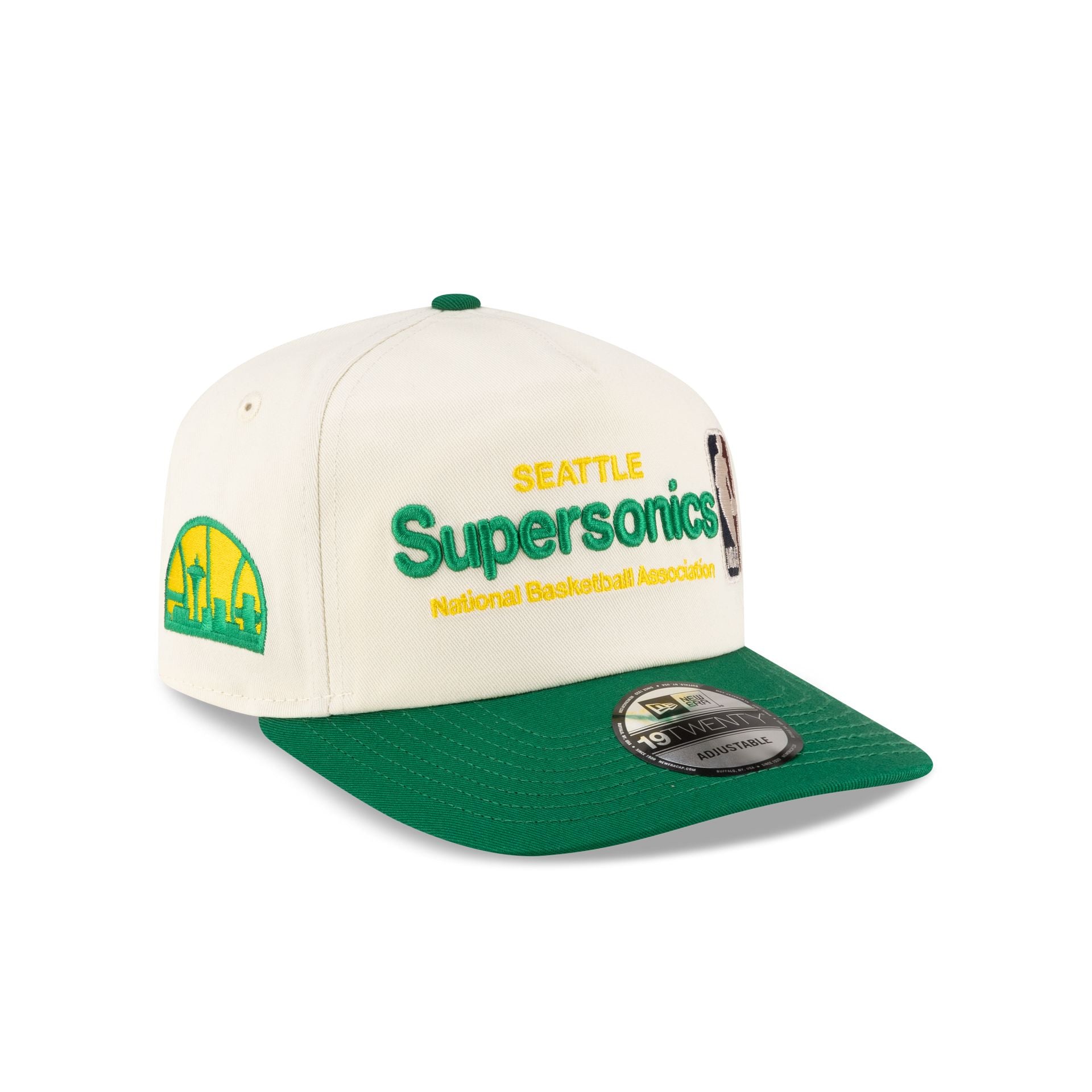 Seattle SuperSonics 1975-1995 Hardwood Classics Sign Stack Chrome White 19TWENTY Adjustable Hat