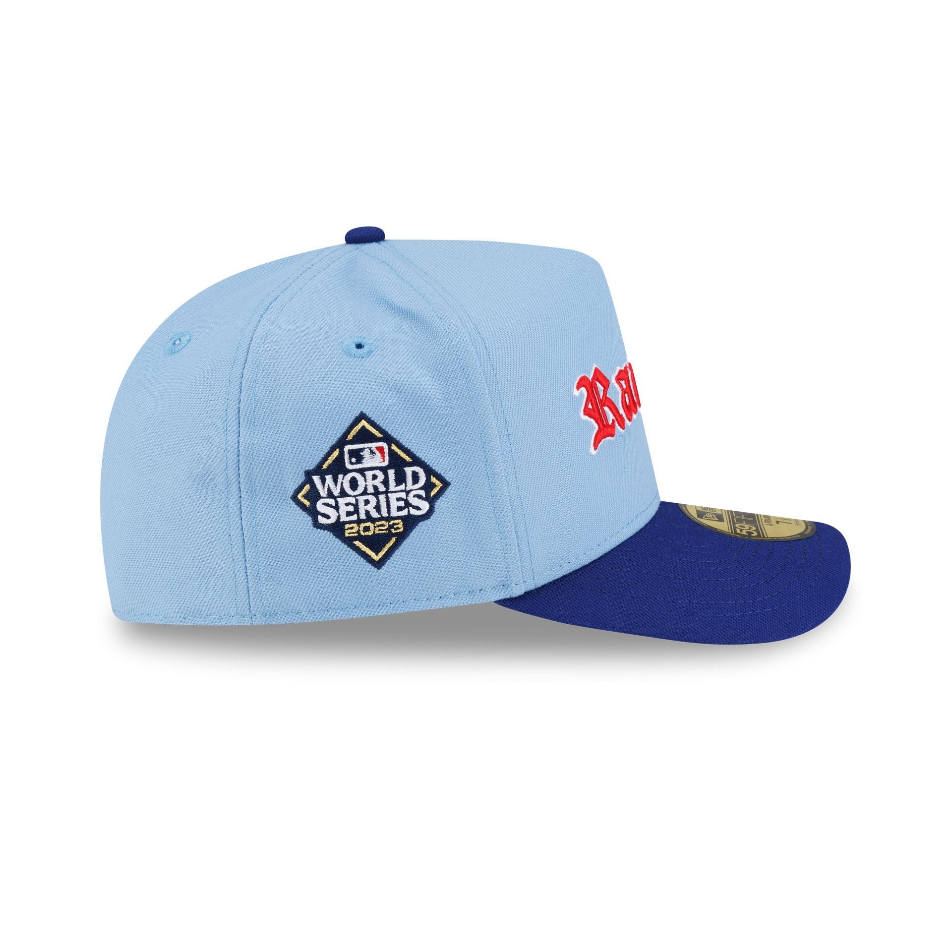 Just Caps Gothic Script Texas Rangers 59FIFTY A-Frame Fitted Hat