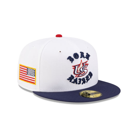 Born x Raised x USA White 59FIFTY Fitted Hat - New Era Cap