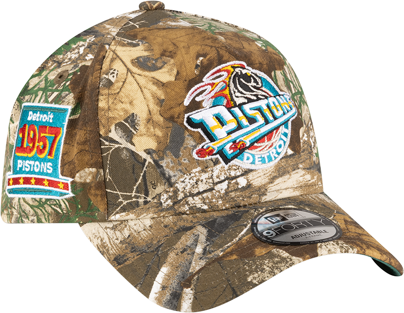 Detroit Pistons 1996-2001 Hardwood Classics Realtree 9FORTY A-Frame Snapback Hat