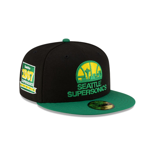 Seattle SuperSonics 1975-1995 Hardwood Classics Black 59FIFTY Fitted Hat - New Era Cap
