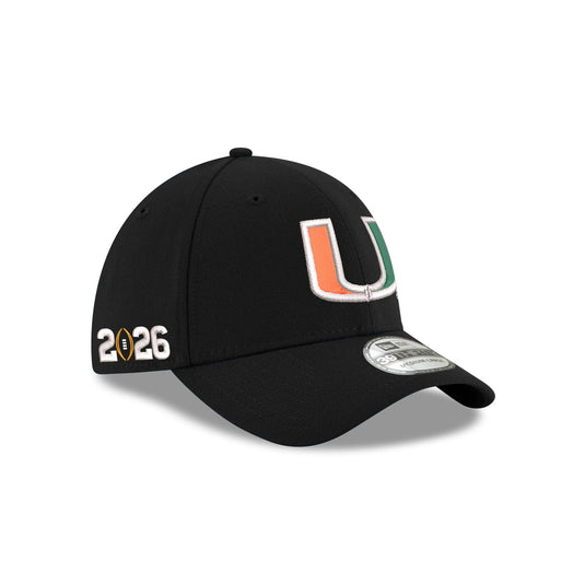 Miami Hurricanes Black Poly 39THIRTY Strech Fit Hat - New Era Cap