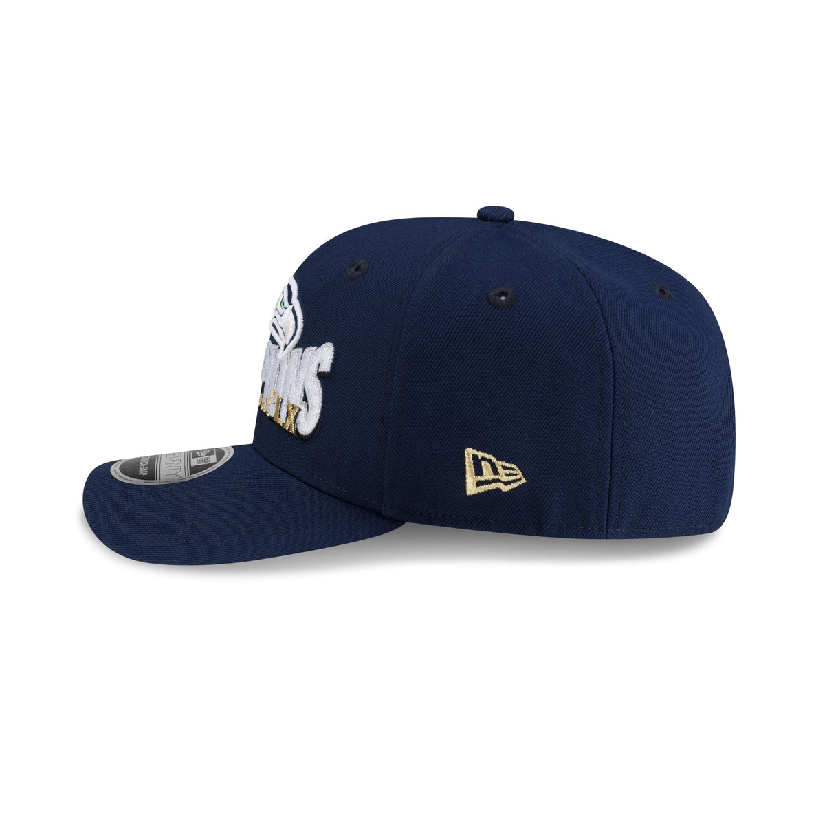 Seattle Seahawks Super Bowl LX Champions Navy Gold Script 9SEVENTY Stretch-Snap Hat