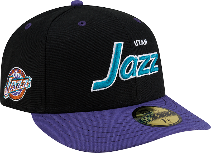 Utah Jazz Hardwood Classics 90s Script 59FIFTY Fitted Hat