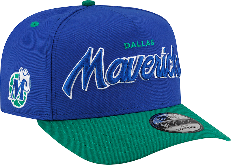 Dallas Mavericks Hardwood Classics 90s Script 9FIFTY A-Frame Snapback Hat