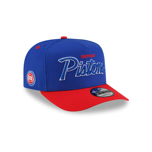 Detroit Pistons Hardwood Classics 90s Script 9FIFTY A-Frame Snapback Hat - New Era Cap