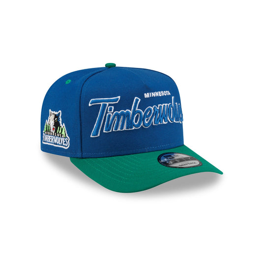 Minnesota Timberwolves Hardwood Classics 90s Script 9FIFTY A-Frame Snapback Hat - New Era Cap