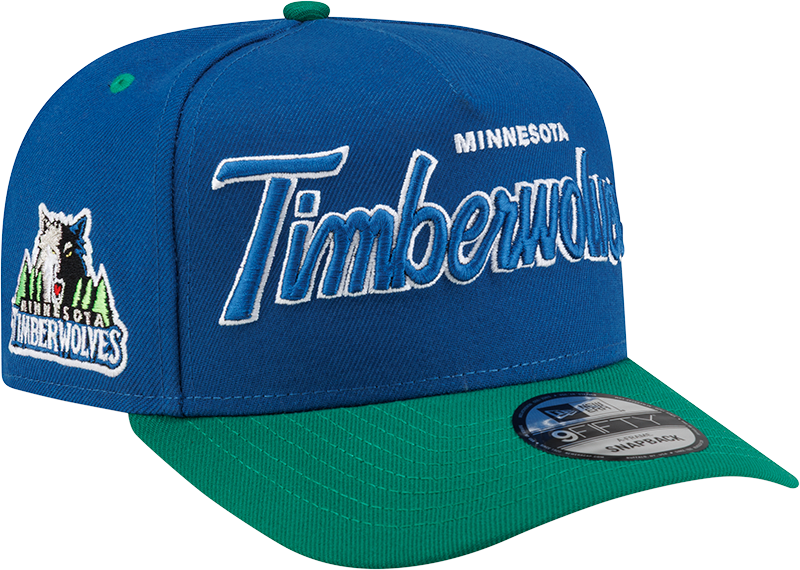 Minnesota Timberwolves Hardwood Classics 90s Script 9FIFTY A-Frame Snapback Hat