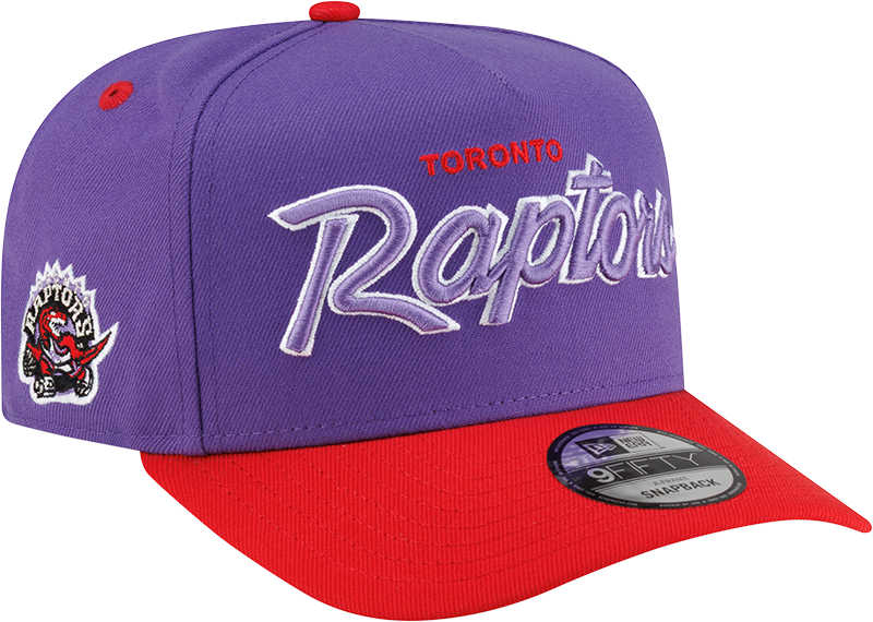 Toronto Raptors Hardwood Classics 90s Script 9FIFTY A-Frame Snapback Hat