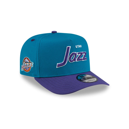 Utah Jazz Hardwood Classics 90s Script 9FIFTY A-Frame Snapback Hat - New Era Cap