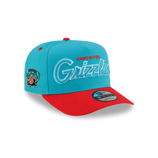 Vancouver Grizzlies Hardwood Classics 90s Script 9FIFTY A-Frame Snapback Hat - New Era Cap
