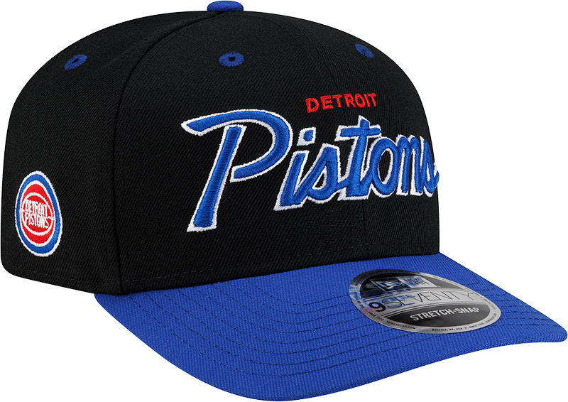 Detroit Pistons Hardwood Classics 90s Script 9SEVENTY Stretch-Snap Hat