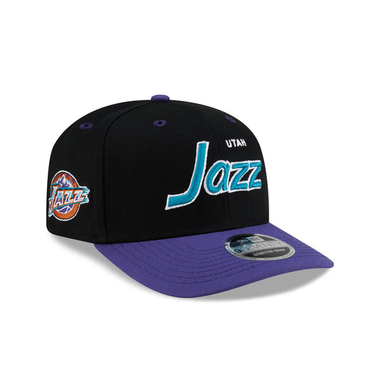 Utah Jazz Hardwood Classics 90s Script 9SEVENTY Stretch-Snap Hat - New Era Cap